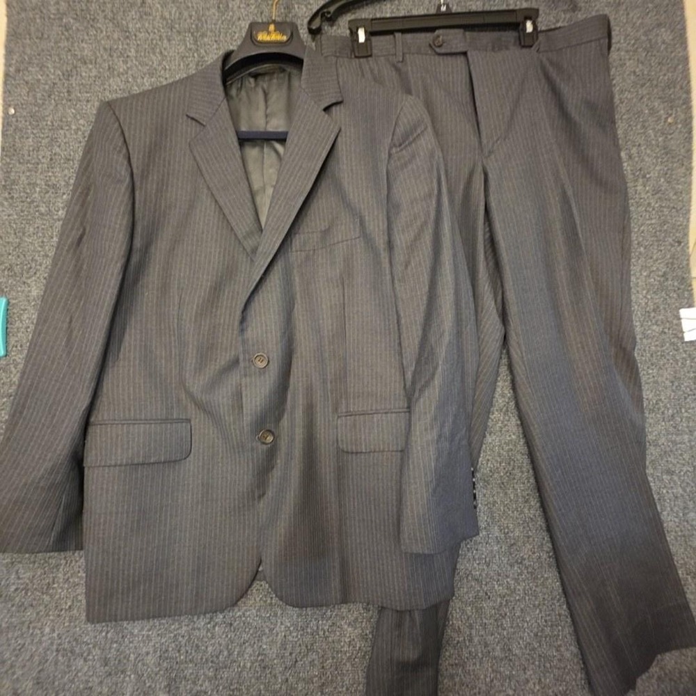 Brooks Brothers 1818 Fitzgerald Suit Mens L 37 Gray Pinstripe 2 Piece Italy